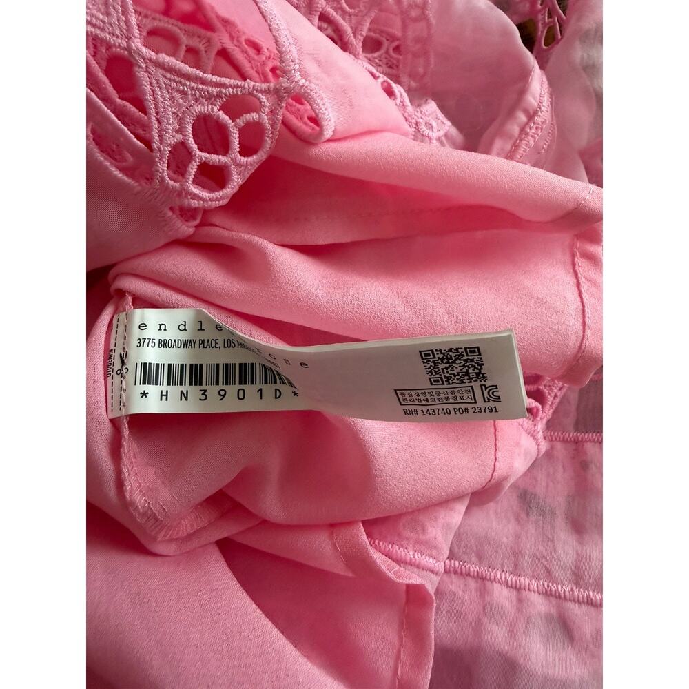 Endless Rose Pink Lace Overlay Dress Round Neck Lined Midi Sleeveless Sz L - Picture 15 of 16